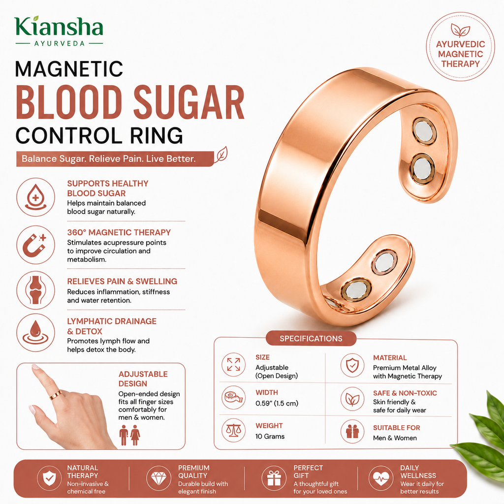Magnetic Blood Sugar Control Ring Rose Gold Adjustable Magnetic Therapy Ring for Daily Wellness Support