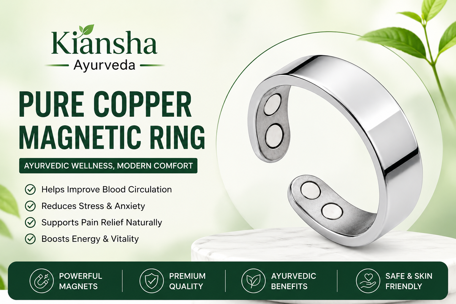 Magnetic Blood Sugar Control Ring Rose Gold Adjustable Magnetic Therapy Ring for Daily Wellness Support
