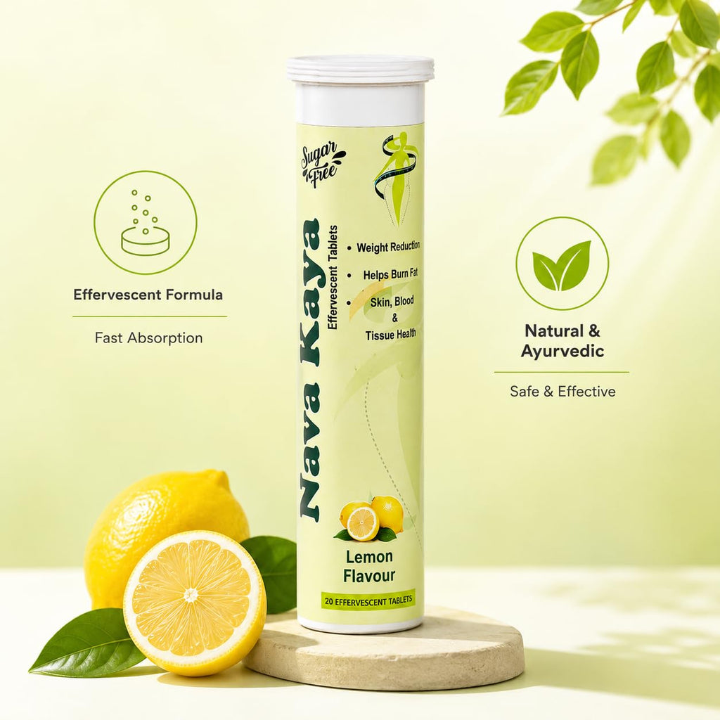 Naya Kaya Weight Loss (Sugar Free) Ayurvedic Lemon Effervescent Wellness Tablets Pack of 3 for Weight Management