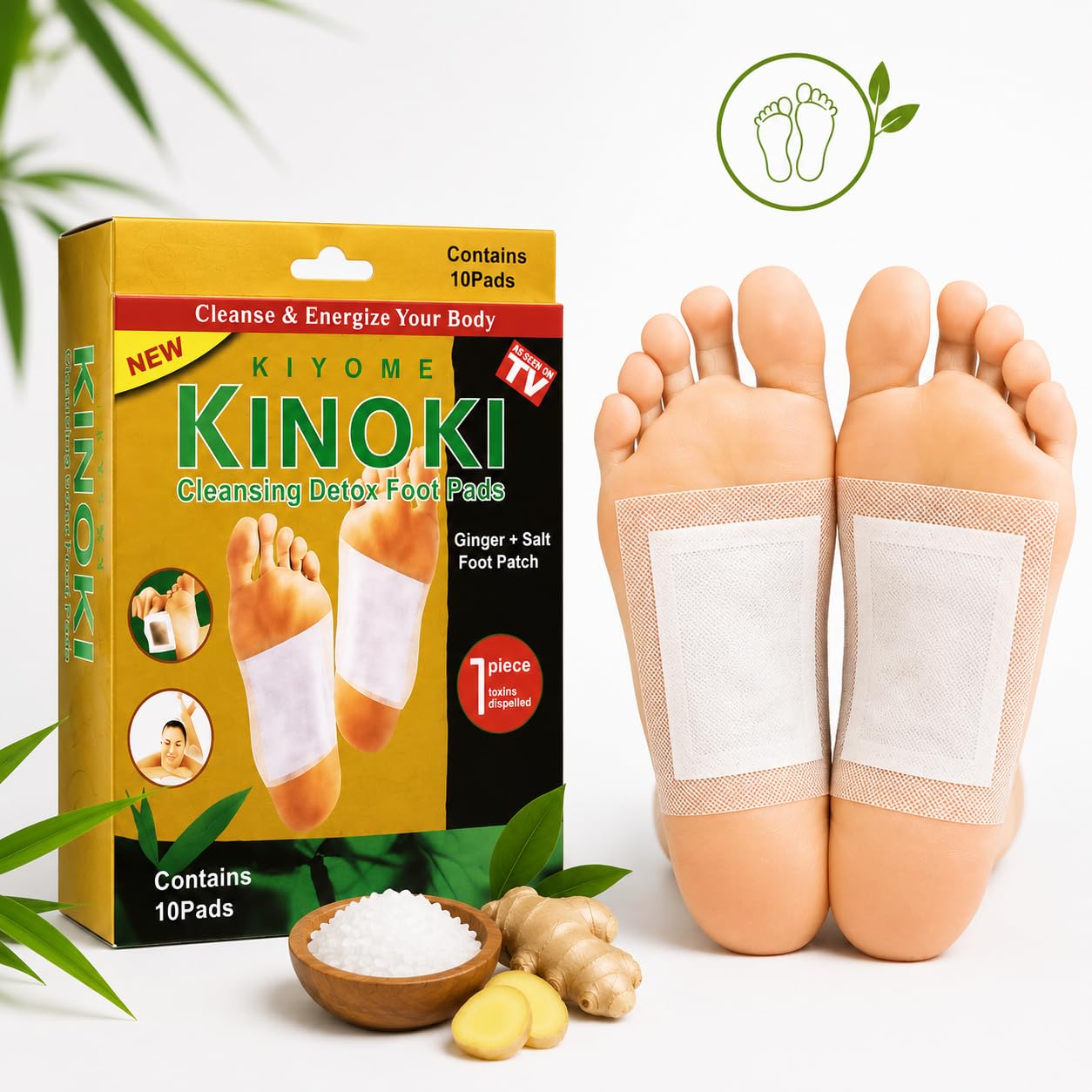 Cleansing Detox Foot Pads for Natural Overnight Detox — Buy 1 Get 1 Free, Pack of 10 Pads Each