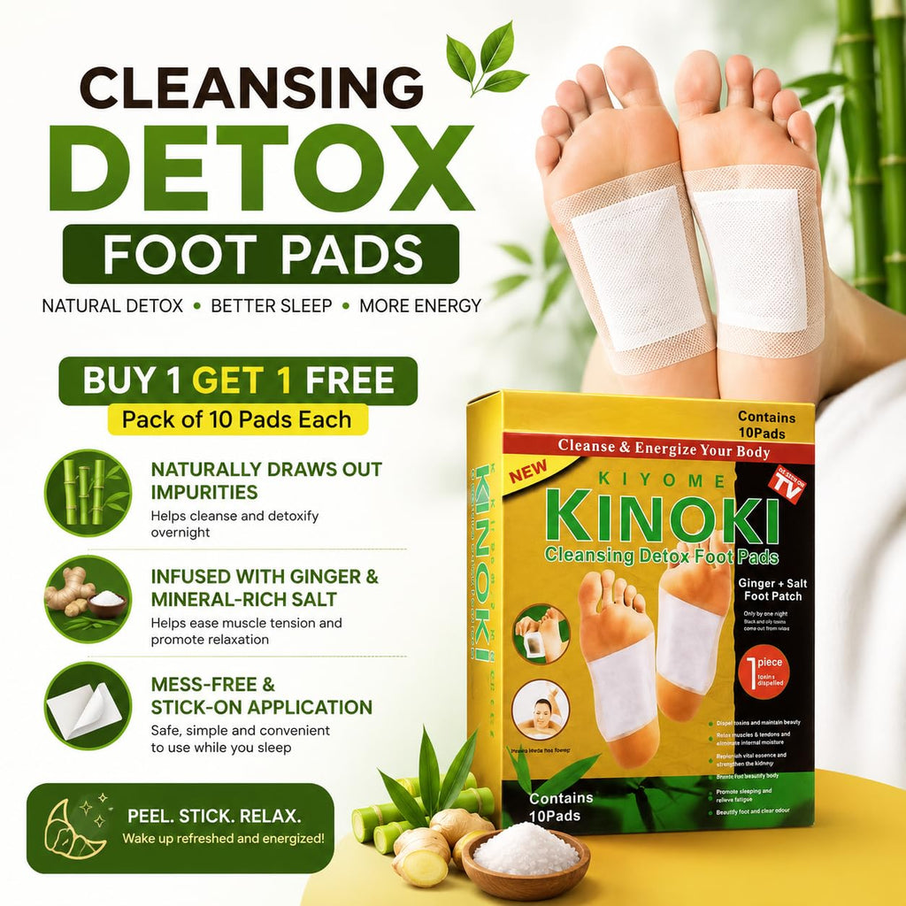 Cleansing Detox Foot Pads for Natural Overnight Detox — Buy 1 Get 1 Free, Pack of 10 Pads Each