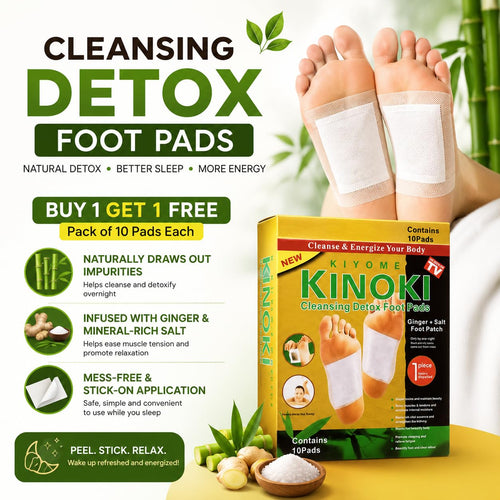Cleansing Detox Foot Pads for Natural Overnight Detox — Buy 1 Get 1 Free, Pack of 10 Pads Each