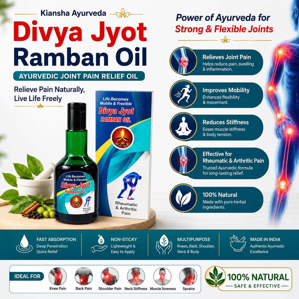 Divya Jyot Ramban Tel Ayurvedic Herbal Massage Oil for Joint and Body Comfort, 100ml